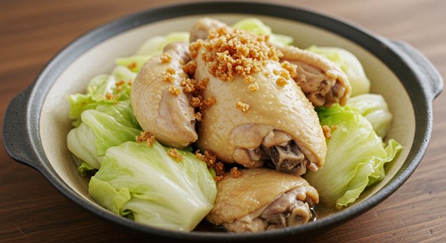 鶏肉とキャベツの塩こうじ蒸し
